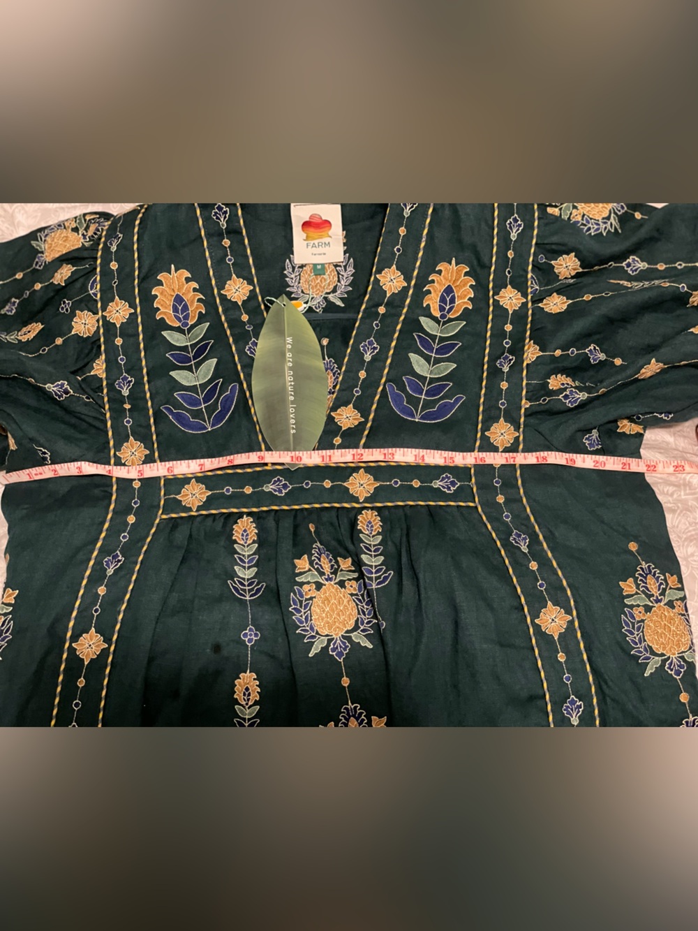 Farm Rio Euroflax Linen Embroidered Tunic Maxi Dress Resort NWT - Picture 9 of 10